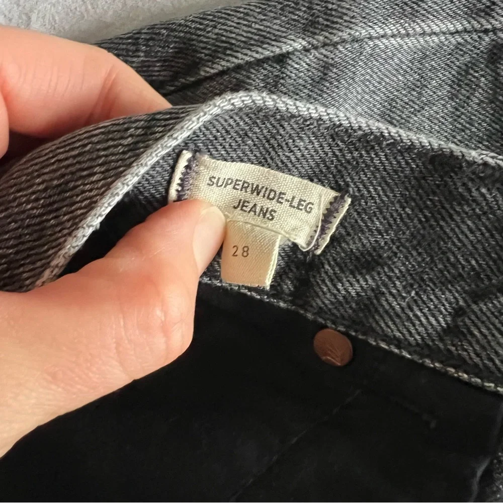 Madewell Super Wide Leg Jeans Charcoal Black Size 28 - Picture 4 of 6